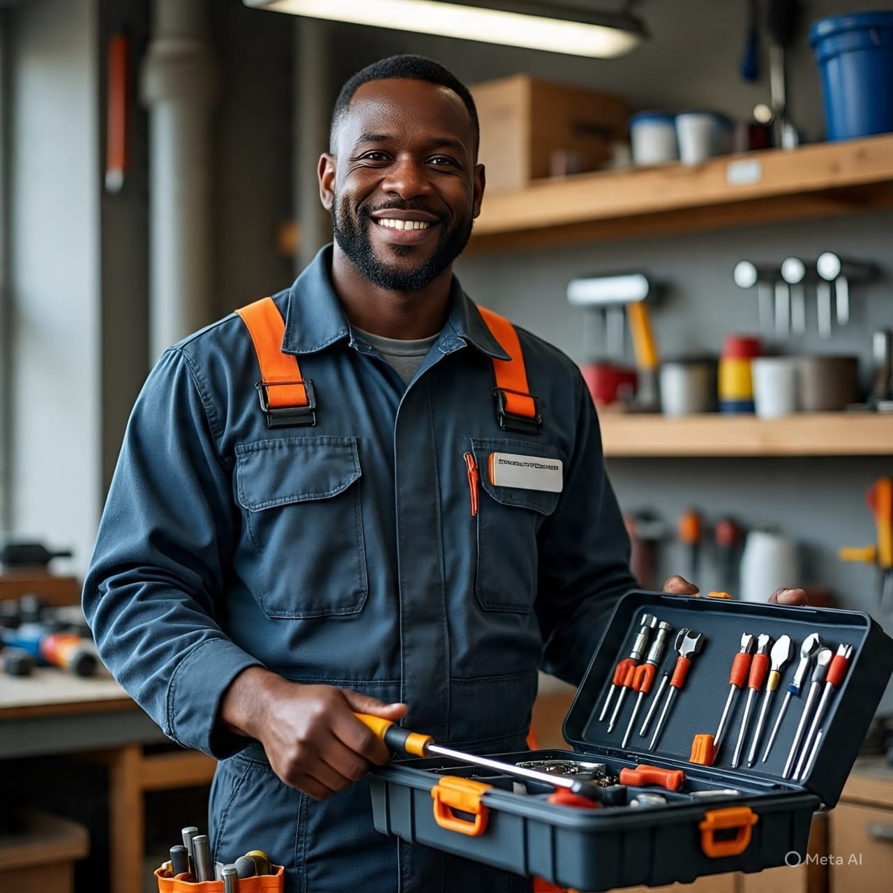 Technicien Domi Services avec boîte à outils